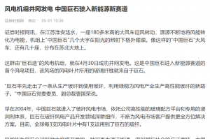 时报：风电机组并网发电 中国royal皇家88驶入新能源新赛道